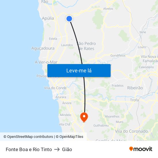 Fonte Boa e Rio Tinto to Gião map