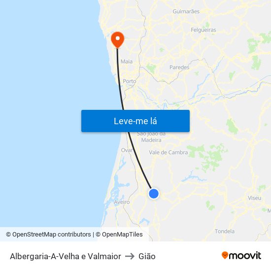 Albergaria-A-Velha e Valmaior to Gião map