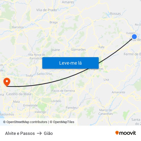 Alvite e Passos to Gião map