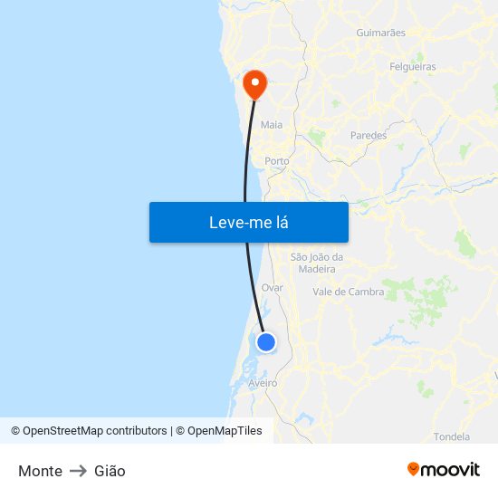 Monte to Gião map