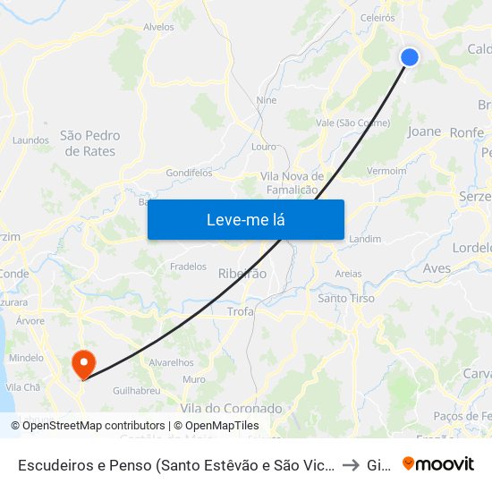 Escudeiros e Penso (Santo Estêvão e São Vicente) to Gião map