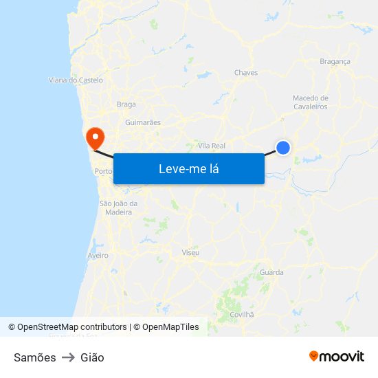 Samões to Gião map
