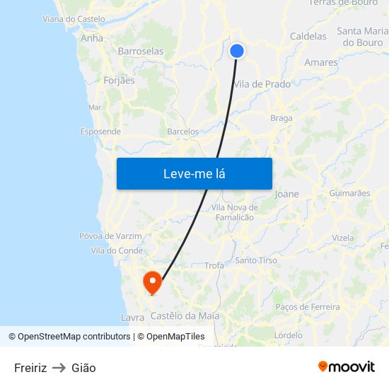 Freiriz to Gião map