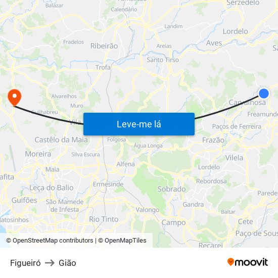 Figueiró to Gião map