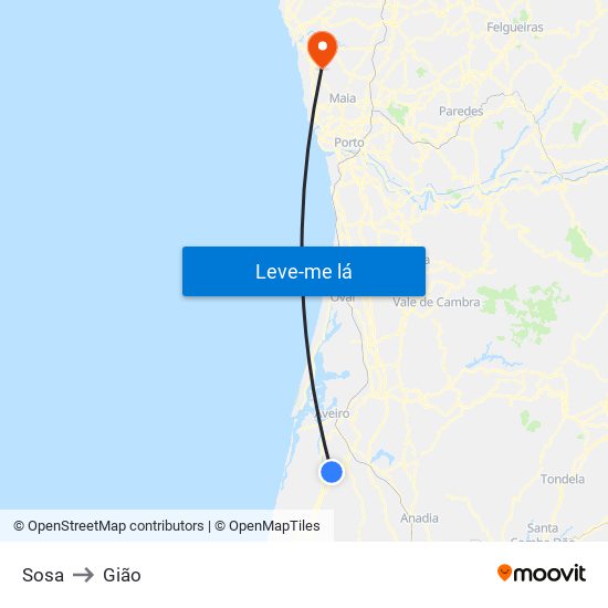 Sosa to Gião map
