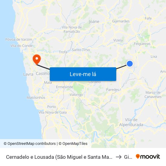 Cernadelo e Lousada (São Miguel e Santa Margarida) to Gião map