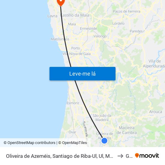 Oliveira de Azeméis, Santiago de Riba-Ul, Ul, Macinhata da Seixa e Madail to Gião map