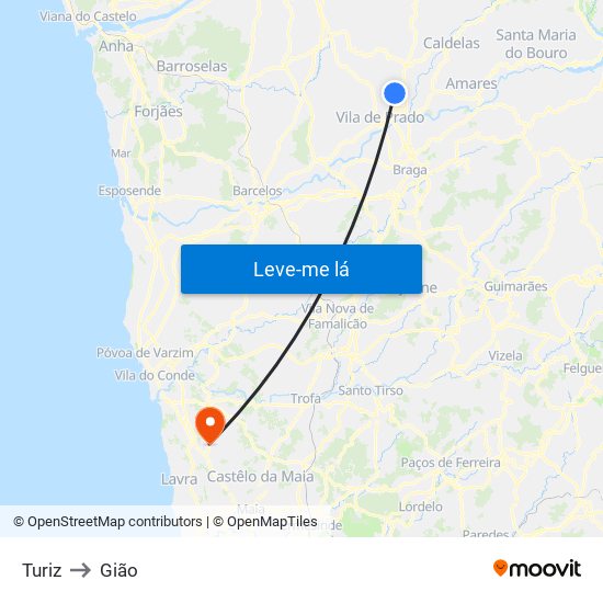 Turiz to Gião map
