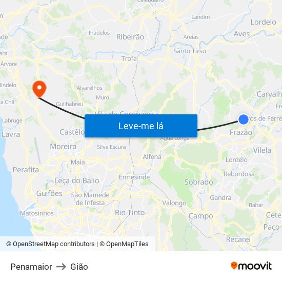 Penamaior to Gião map