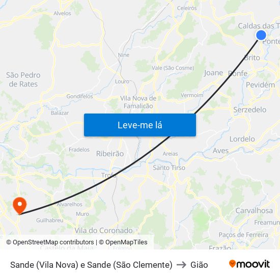Sande (Vila Nova) e Sande (São Clemente) to Gião map