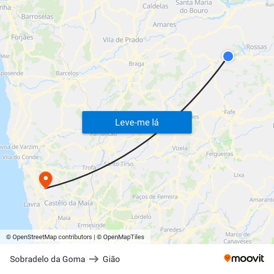 Sobradelo da Goma to Gião map