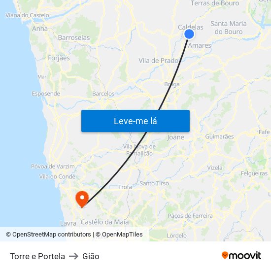 Torre e Portela to Gião map