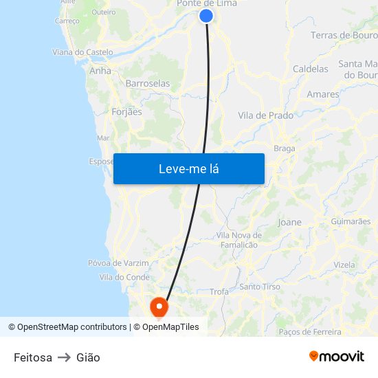 Feitosa to Gião map