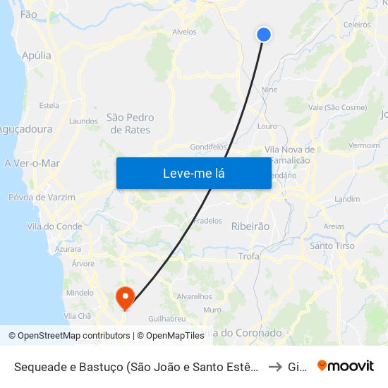 Sequeade e Bastuço (São João e Santo Estêvão) to Gião map