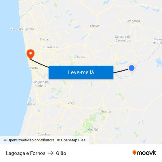 Lagoaça e Fornos to Gião map