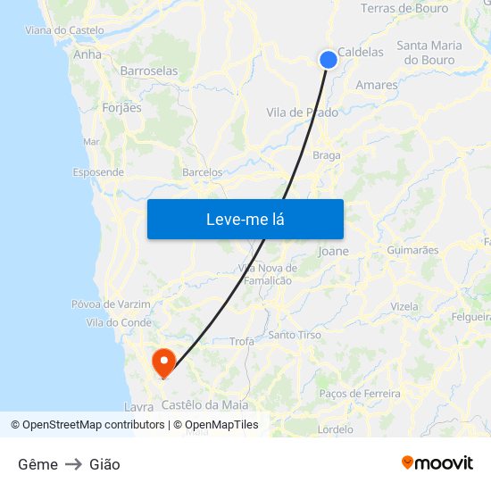 Gême to Gião map