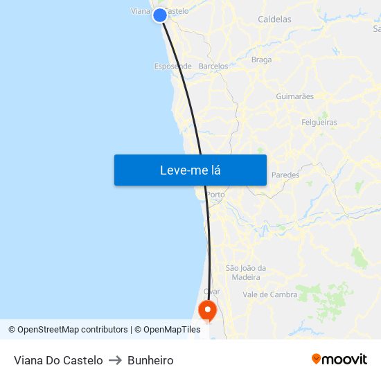 Viana Do Castelo to Bunheiro map