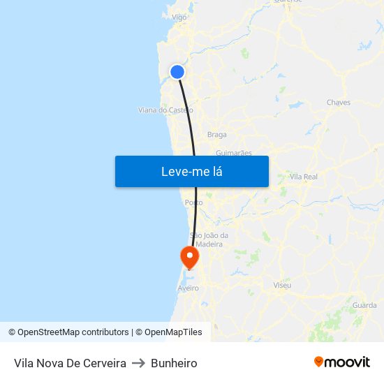 Vila Nova De Cerveira to Bunheiro map