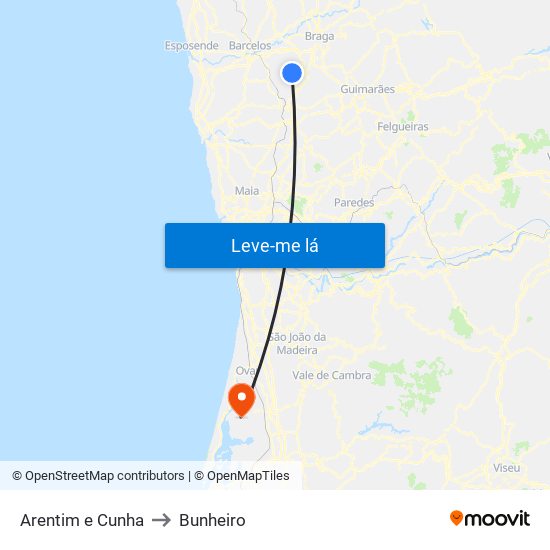 Arentim e Cunha to Bunheiro map