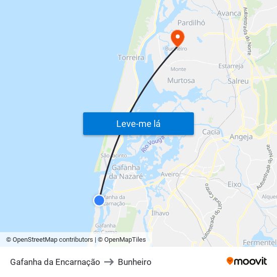 Gafanha da Encarnação to Bunheiro map