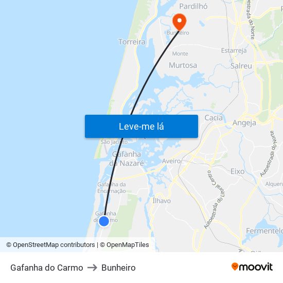 Gafanha do Carmo to Bunheiro map