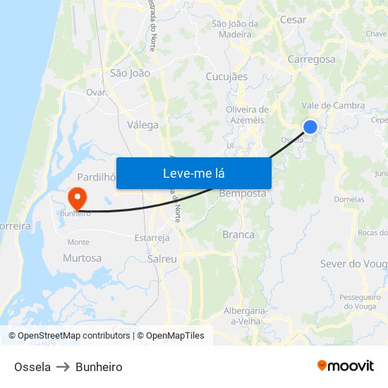 Ossela to Bunheiro map