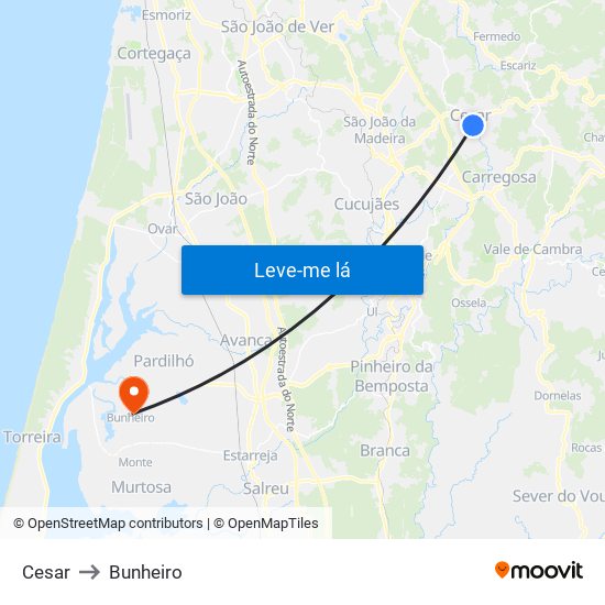 Cesar to Bunheiro map