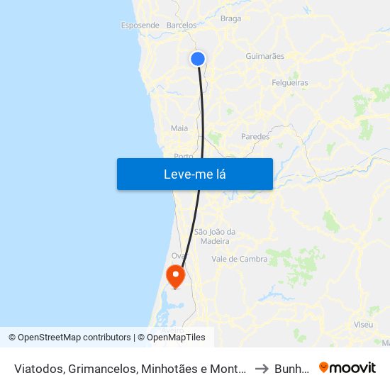 Viatodos, Grimancelos, Minhotães e Monte de Fralães to Bunheiro map