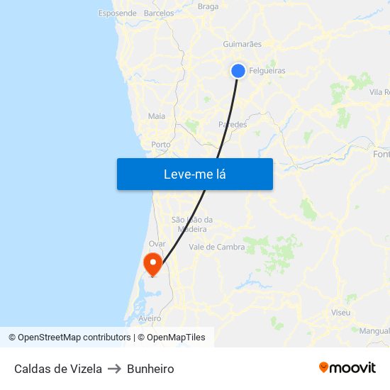 Caldas de Vizela to Bunheiro map