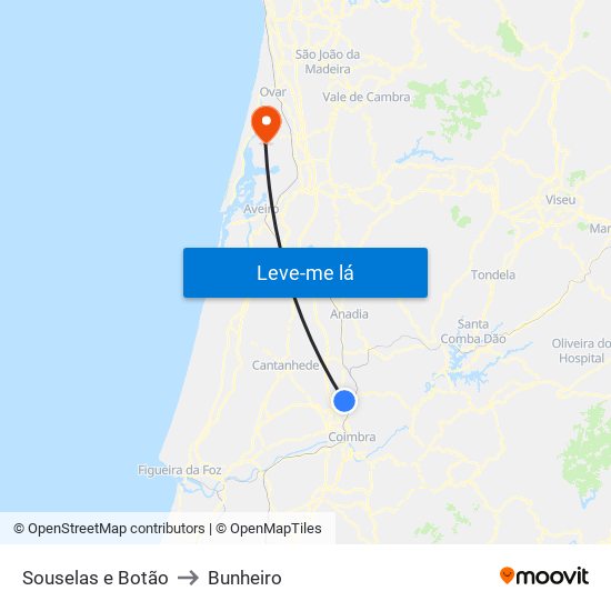 Souselas e Botão to Bunheiro map