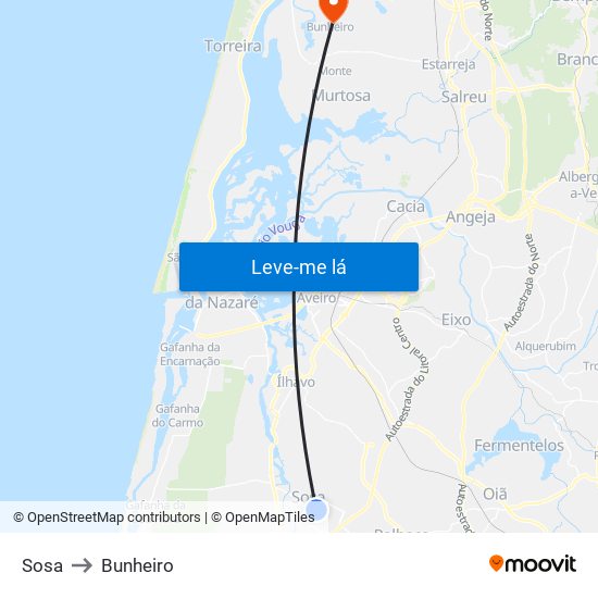 Sosa to Bunheiro map