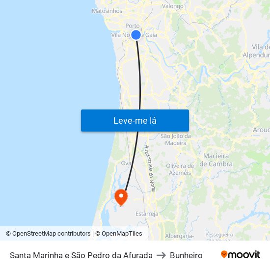 Santa Marinha e São Pedro da Afurada to Bunheiro map