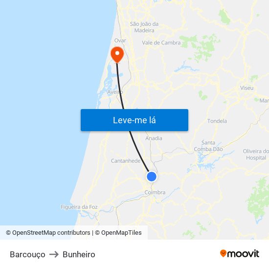 Barcouço to Bunheiro map