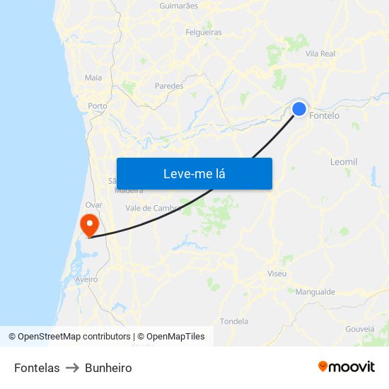 Fontelas to Bunheiro map