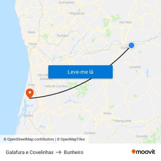 Galafura e Covelinhas to Bunheiro map