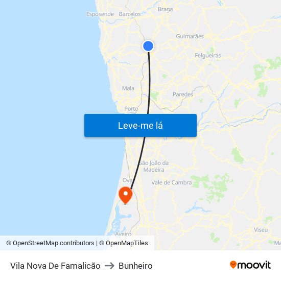 Vila Nova De Famalicão to Bunheiro map