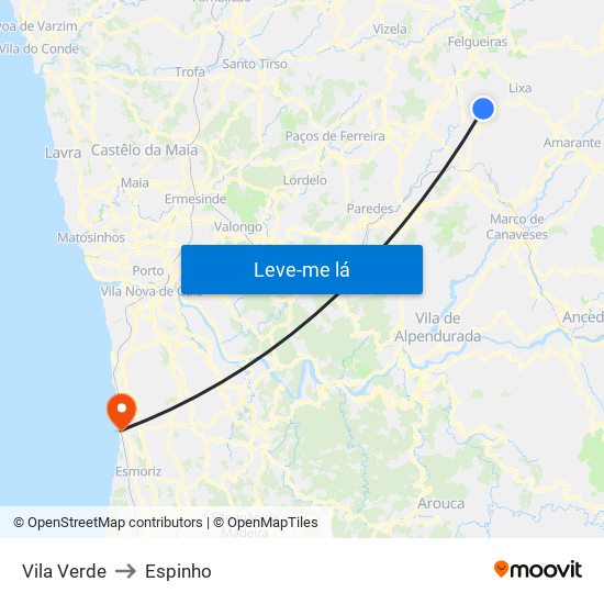 Vila Verde to Espinho map