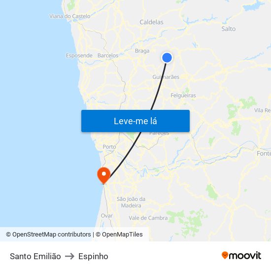 Santo Emilião to Espinho map