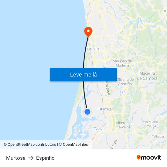 Murtosa to Espinho map