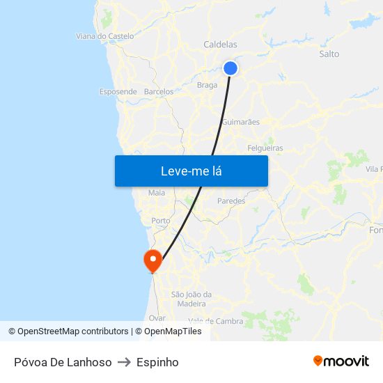 Póvoa De Lanhoso to Espinho map