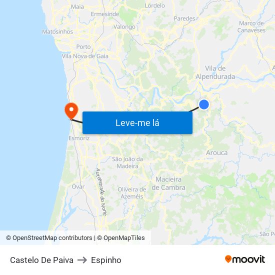 Castelo De Paiva to Espinho map