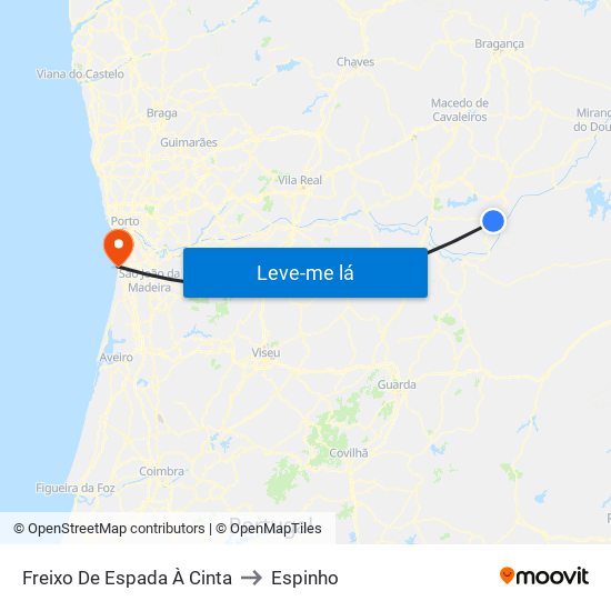 Freixo De Espada À Cinta to Espinho map