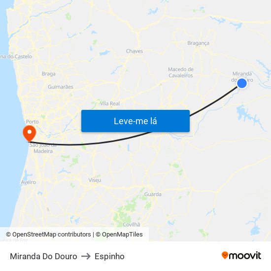 Miranda Do Douro to Espinho map