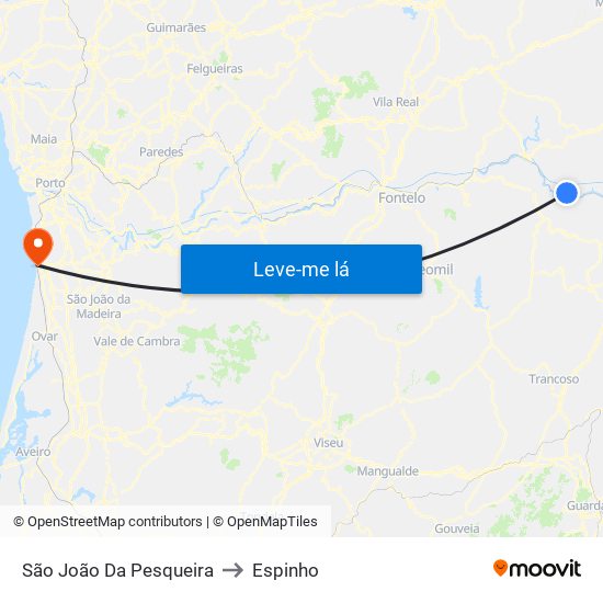 São João Da Pesqueira to Espinho map