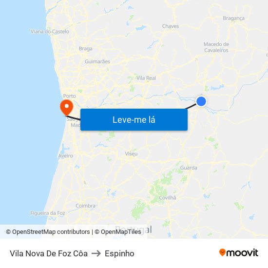 Vila Nova De Foz Côa to Espinho map