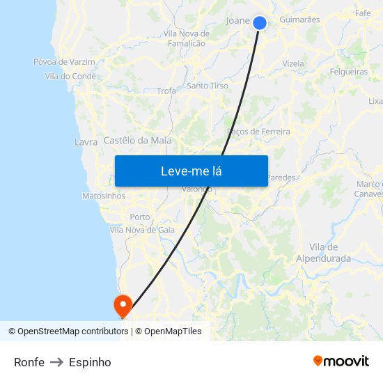 Ronfe to Espinho map