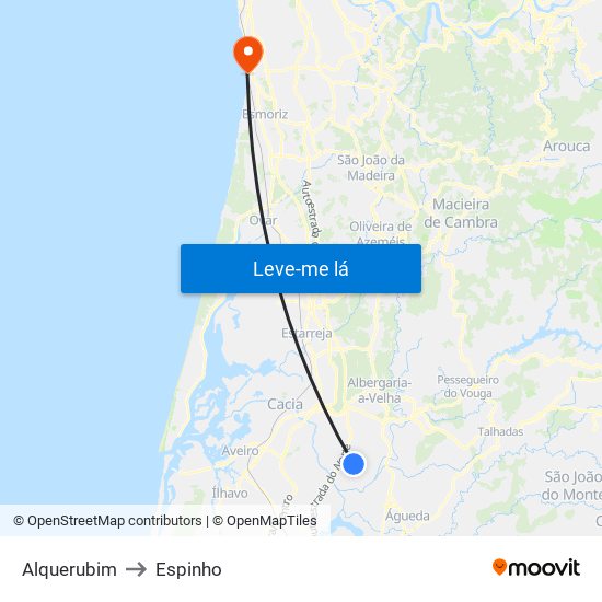 Alquerubim to Espinho map