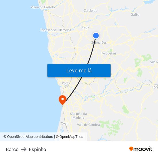 Barco to Espinho map