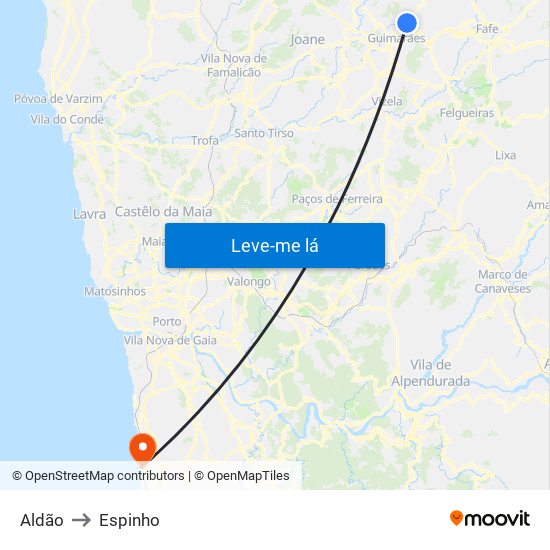 Aldão to Espinho map