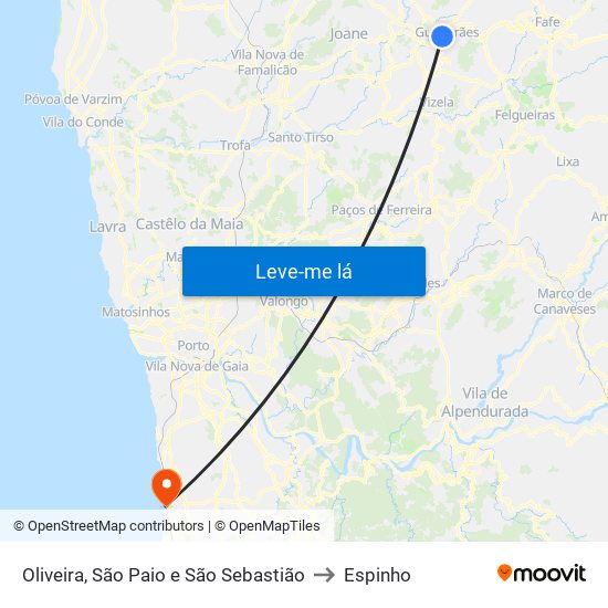 Oliveira, São Paio e São Sebastião to Espinho map